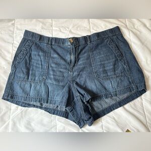 torrid Dark Blue Denim Patch-Pocket Shorts